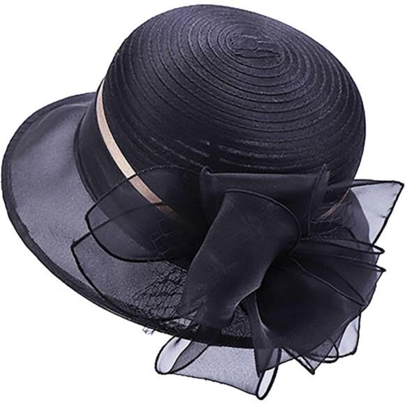 Organza Fascinator Tea-Party Derby-Hats Black main image 4